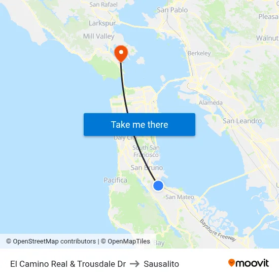 El Camino Real & Trousdale Dr to Sausalito map