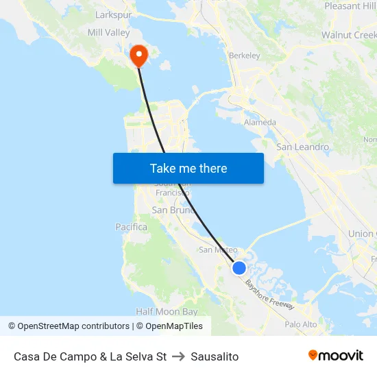 Casa De Campo & La Selva St to Sausalito map