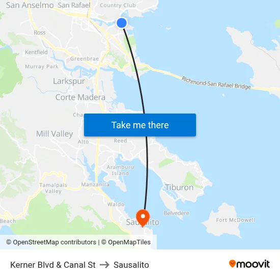 Kerner Blvd & Canal St to Sausalito map