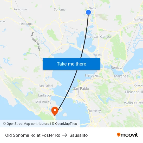 Old Sonoma Rd at Foster Rd to Sausalito map