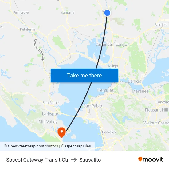 Soscol Gateway Transit Ctr to Sausalito map