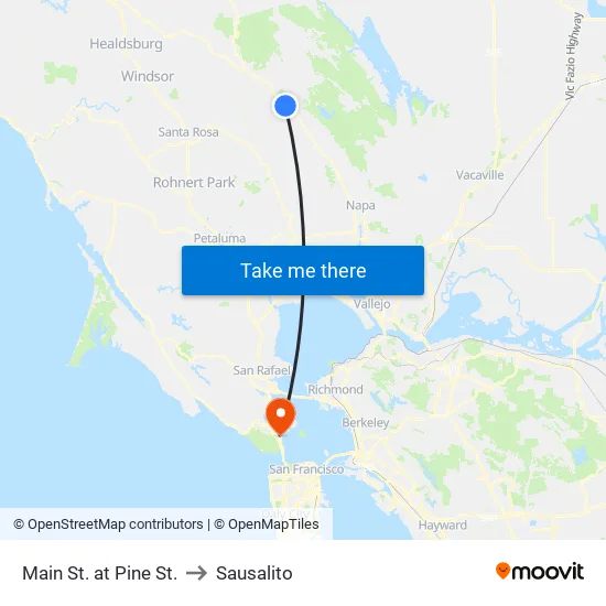 Main St. at Pine St. to Sausalito map