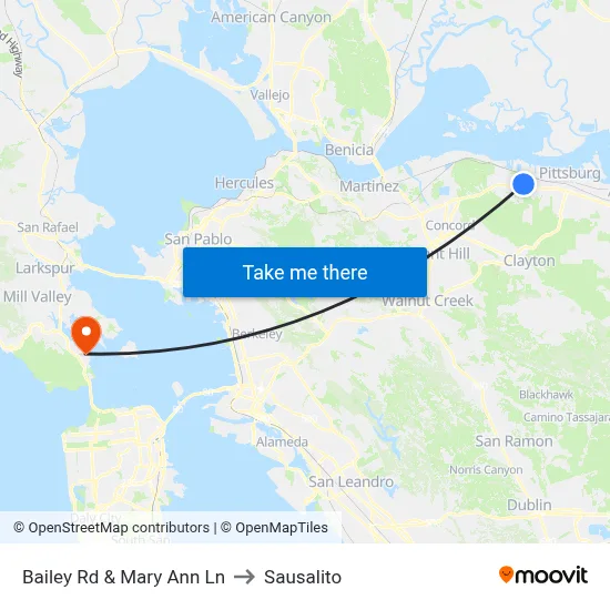 Bailey Rd & Mary Ann Ln to Sausalito map
