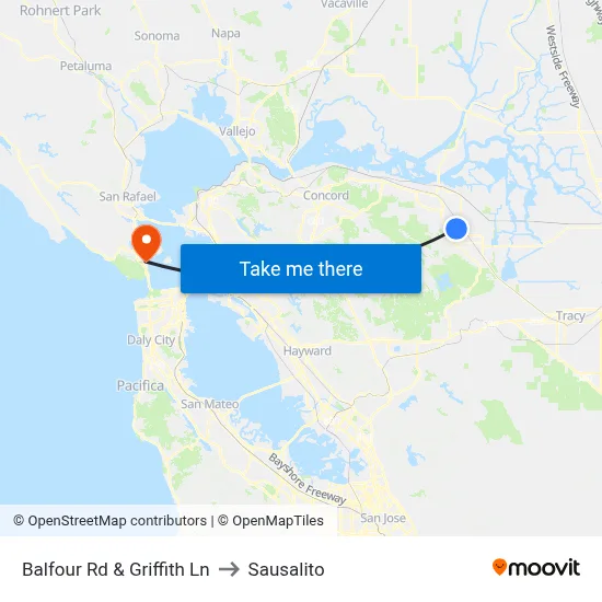 Balfour Rd & Griffith Ln to Sausalito map