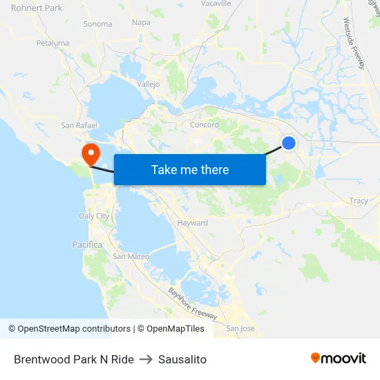 Brentwood Park N Ride to Sausalito map
