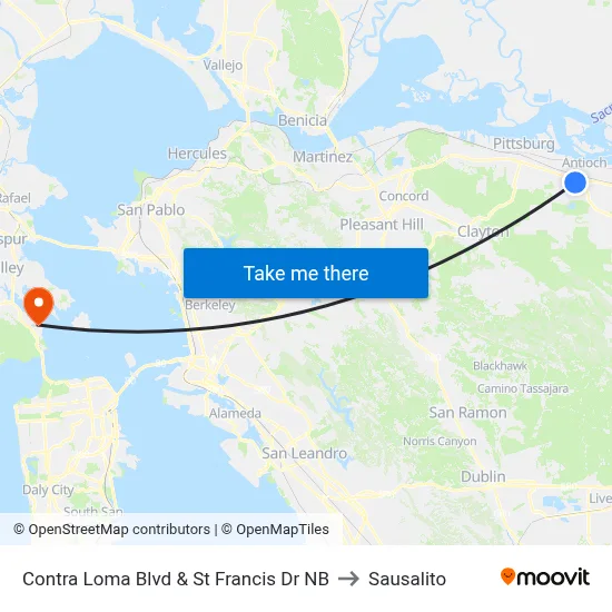Contra Loma Blvd & St Francis Dr NB to Sausalito map
