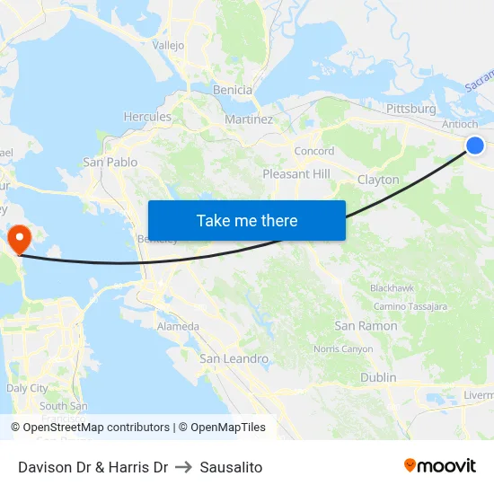 Davison Dr & Harris Dr to Sausalito map
