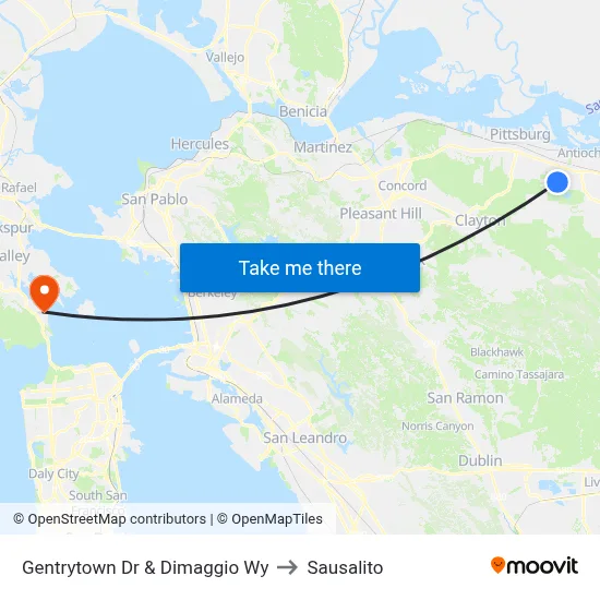 Gentrytown Dr & Dimaggio Wy to Sausalito map