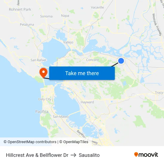 Hillcrest Ave & Bellflower Dr to Sausalito map
