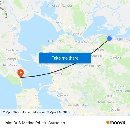 Inlet Dr & Marina Rd to Sausalito map