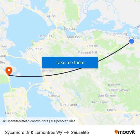 Sycamore Dr & Lemontree Wy to Sausalito map