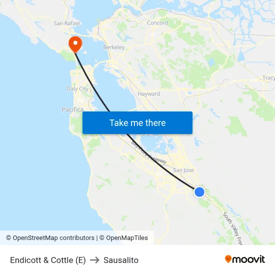 Endicott & Cottle (E) to Sausalito map