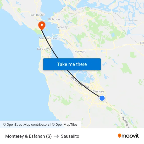 Monterey & Esfahan (S) to Sausalito map