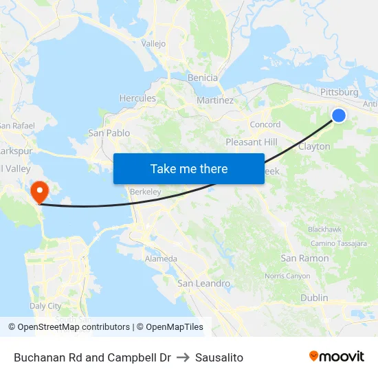 Buchanan Rd and Campbell Dr to Sausalito map