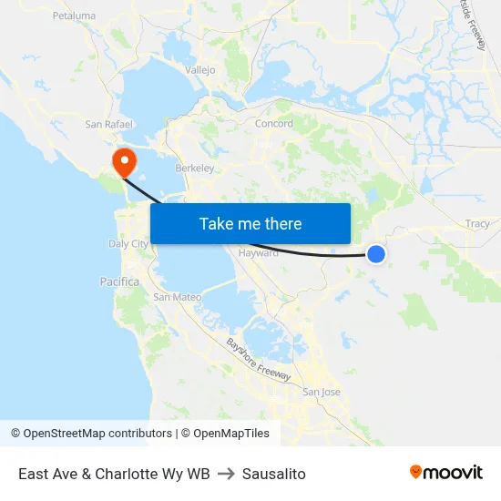 East Ave & Charlotte Wy WB to Sausalito map