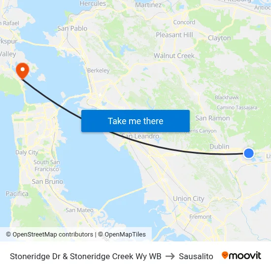 Stoneridge Dr & Stoneridge Creek Wy WB to Sausalito map