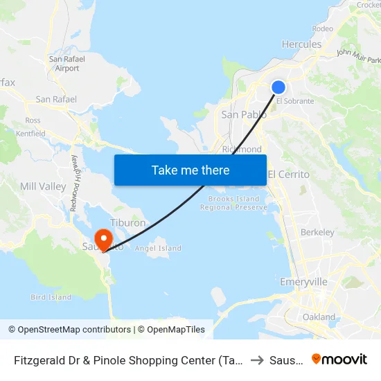 Fitzgerald Dr & Pinole Shopping Center (Target/Applebees) to Sausalito map
