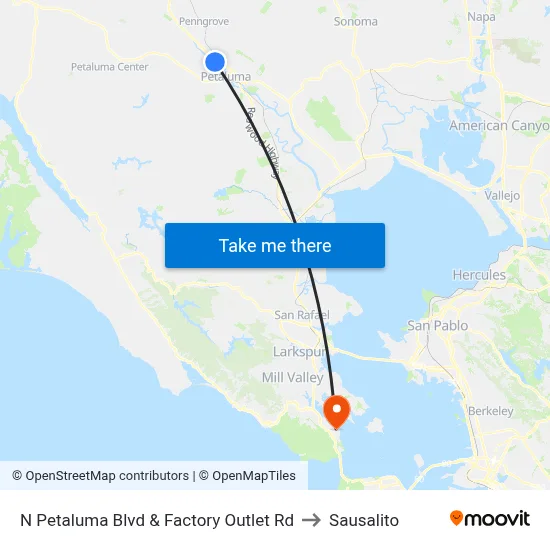 N Petaluma Blvd & Factory Outlet Rd to Sausalito map