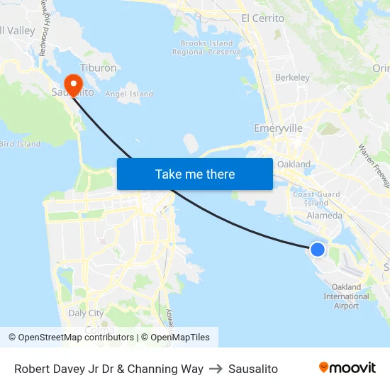 Robert Davey Jr Dr & Channing Way to Sausalito map