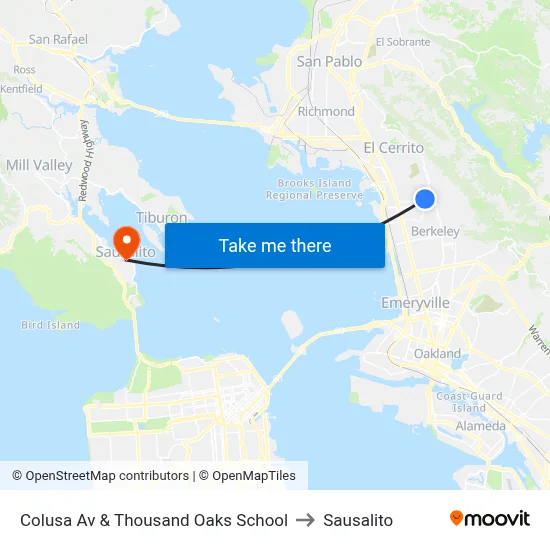Colusa Av & Thousand Oaks School to Sausalito map