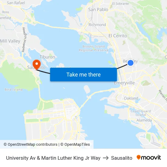 University Av & Martin Luther King Jr Way to Sausalito map