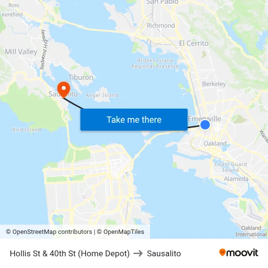 Hollis St & 40th St (Home Depot) to Sausalito map