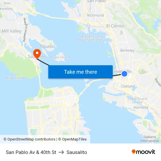 San Pablo Av & 40th St to Sausalito map