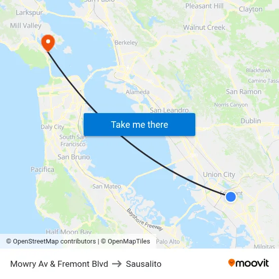 Mowry Av & Fremont Blvd to Sausalito map