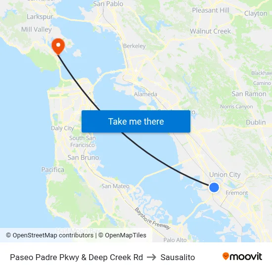 Paseo Padre Pkwy & Deep Creek Rd to Sausalito map