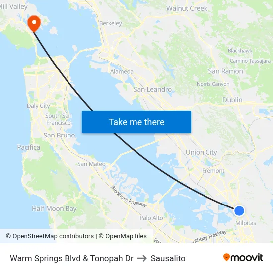Warm Springs Blvd & Tonopah Dr to Sausalito map
