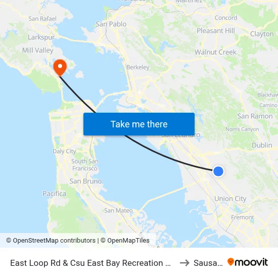 East Loop Rd & Csu East Bay Recreation & Wellness to Sausalito map
