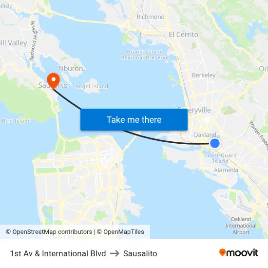 1st Av & International Blvd to Sausalito map