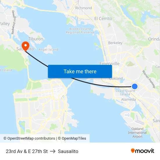 23rd Av & E 27th St to Sausalito map