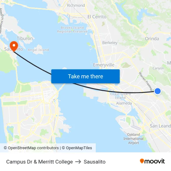 Campus Dr & Merritt College to Sausalito map