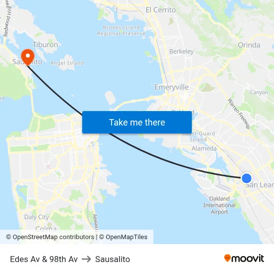 Edes Av & 98th Av to Sausalito map