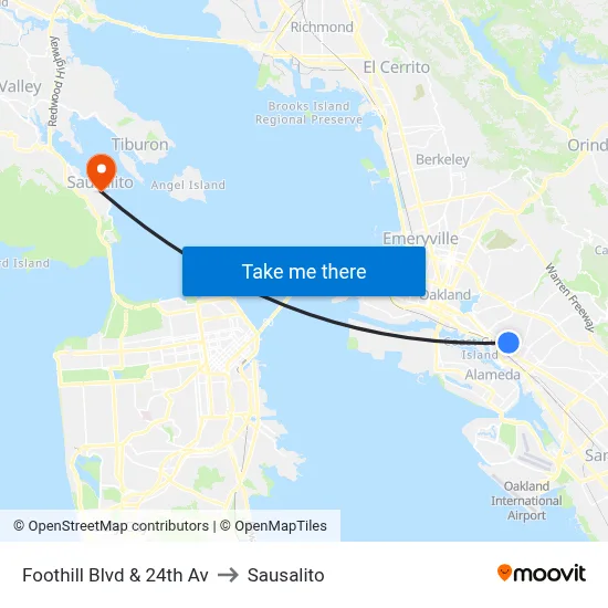 Foothill Blvd & 24th Av to Sausalito map