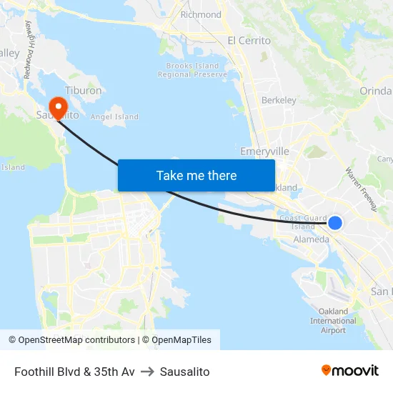 Foothill Blvd & 35th Av to Sausalito map