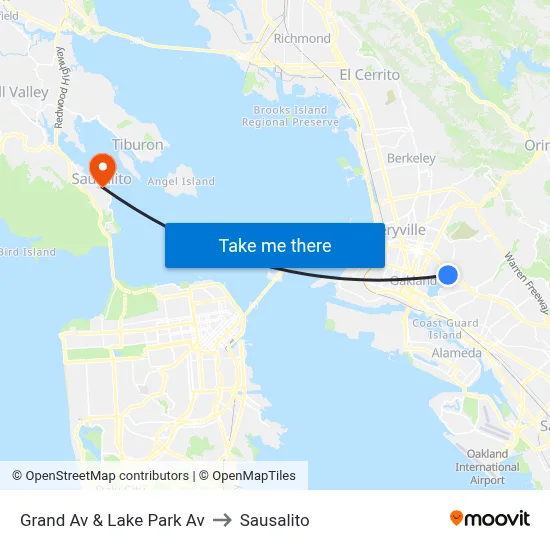 Grand Av & Lake Park Av to Sausalito map