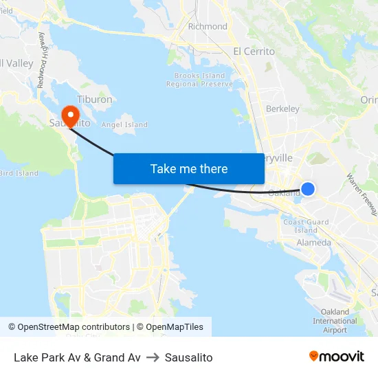 Lake Park Av & Grand Av to Sausalito map