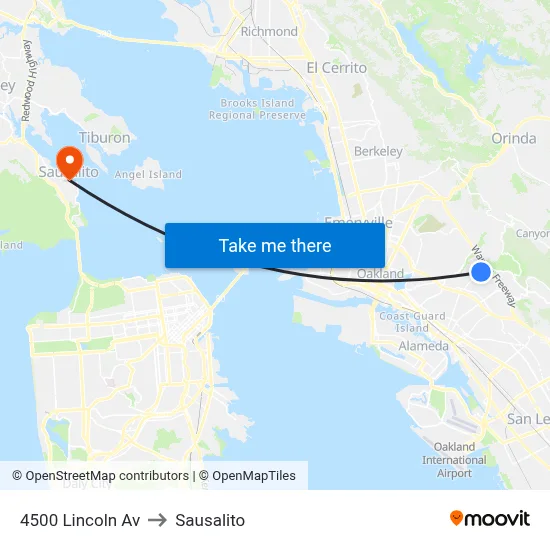 4500 Lincoln Av to Sausalito map