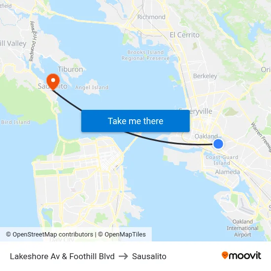 Lakeshore Av & Foothill Blvd to Sausalito map