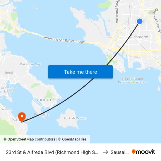 23rd St & Alfreda Blvd (Richmond High School) to Sausalito map