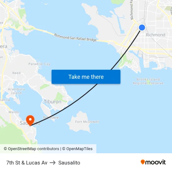 7th St & Lucas Av to Sausalito map