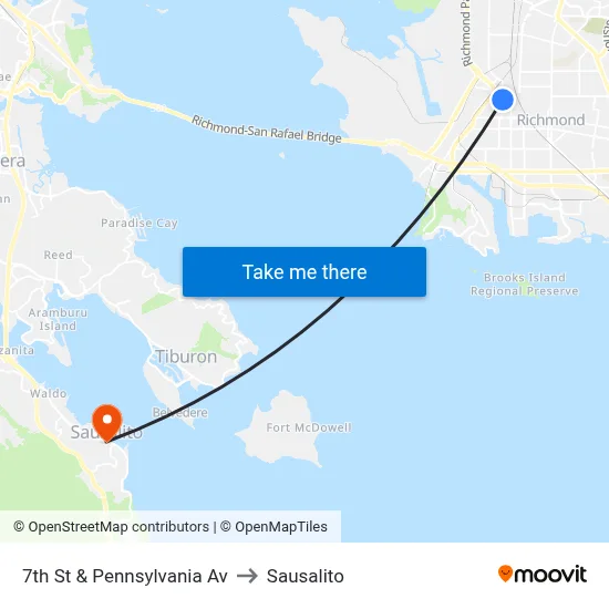 7th St & Pennsylvania Av to Sausalito map