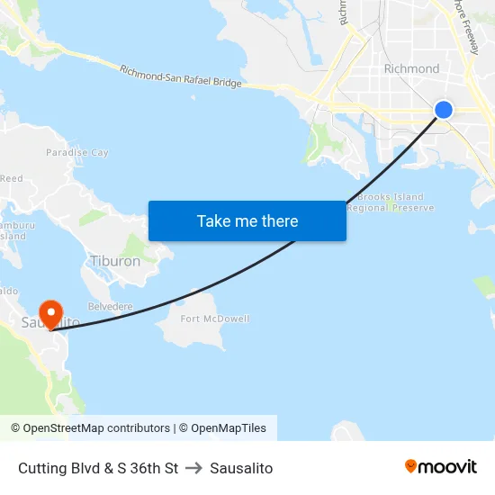 Cutting Blvd & S 36th St to Sausalito map
