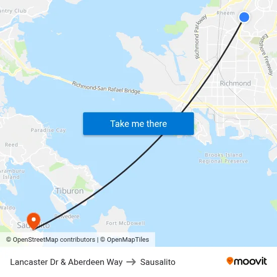 Lancaster Dr & Aberdeen Way to Sausalito map