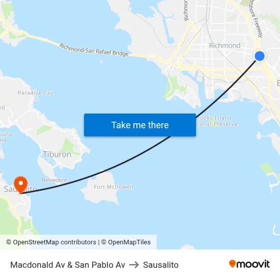 Macdonald Av & San Pablo Av to Sausalito map