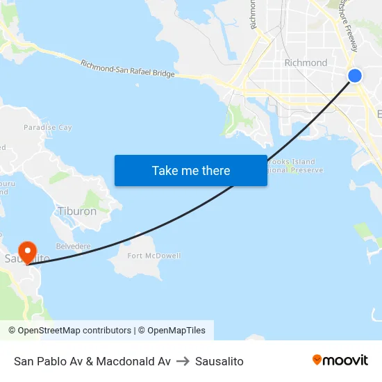 San Pablo Av & Macdonald Av to Sausalito map