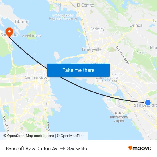 Bancroft Av & Dutton Av to Sausalito map
