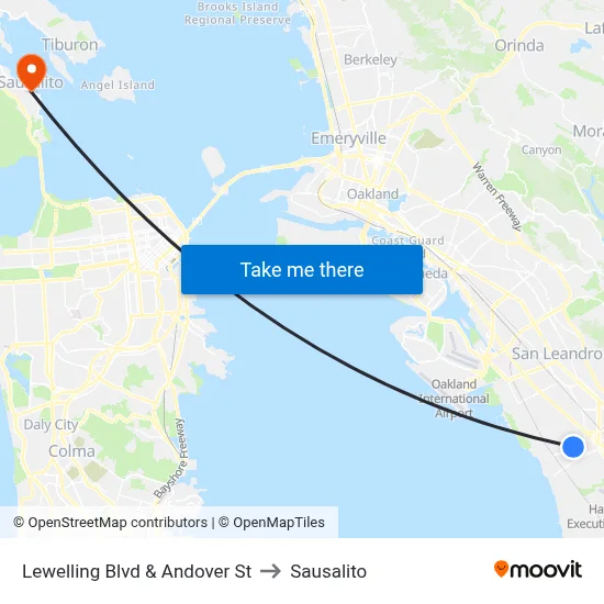 Lewelling Blvd & Andover St to Sausalito map
